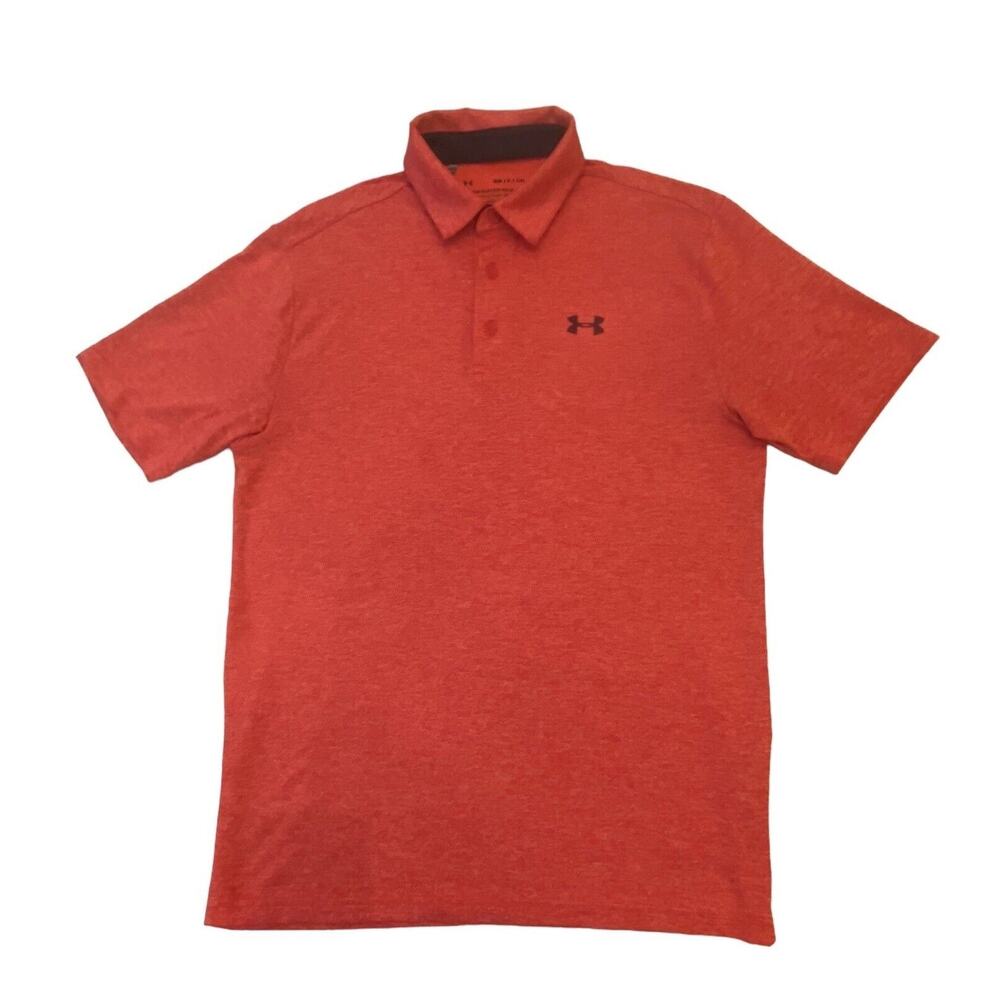 Under Armour Men's Small Red The Playoff Polo Shirt Loose 95% Polyester 1351131